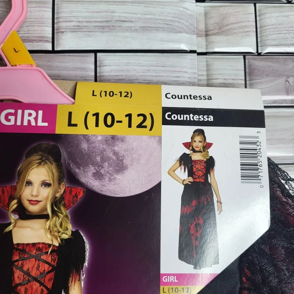 New Countessa Halloween Costume Girl's Size Large 10-12 Black Dress‎ Up Outfit